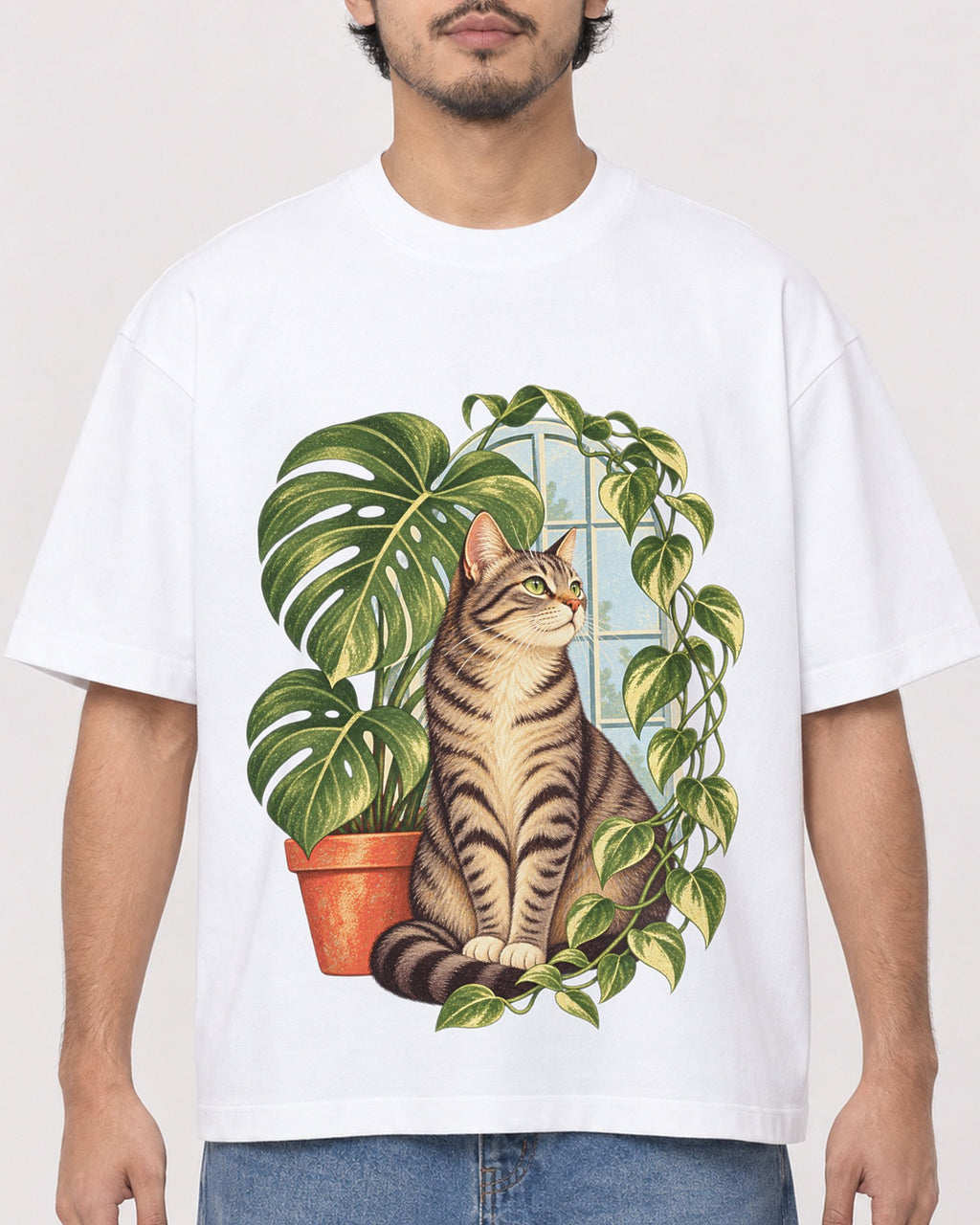 Mockup Boxy Heavyweight Tee White male close-up 02