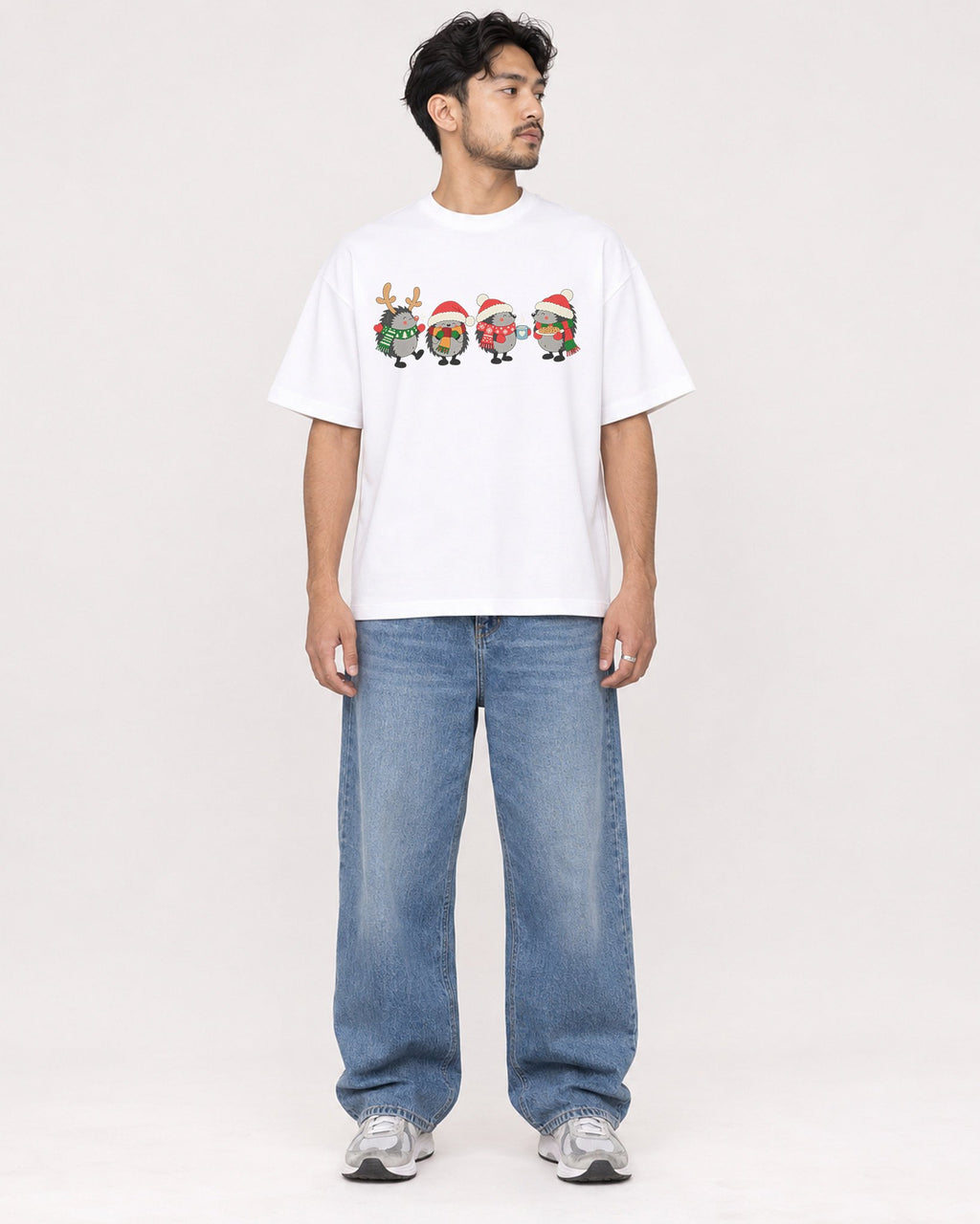 Mockup Boxy Heavyweight Tee White male full-body 02