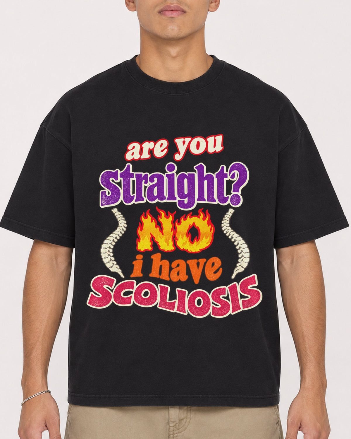 Mockup Boxy Heavyweight Tee Black male close-up 16