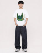 Mockup Boxy Heavyweight Tee White male full-body 01