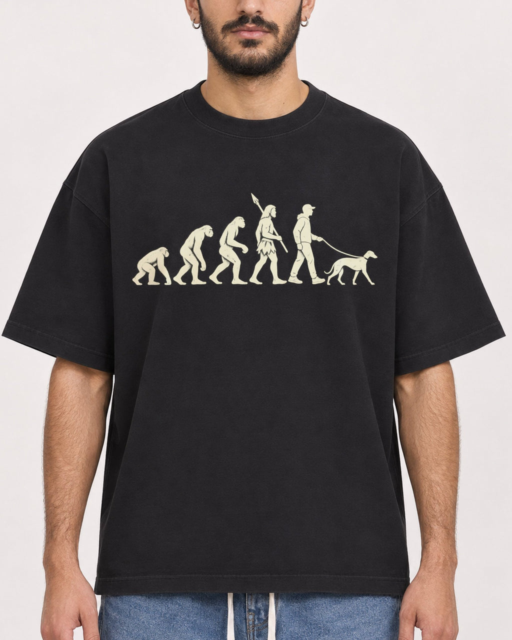 Mockup Boxy Heavyweight Tee Black male close-up 07