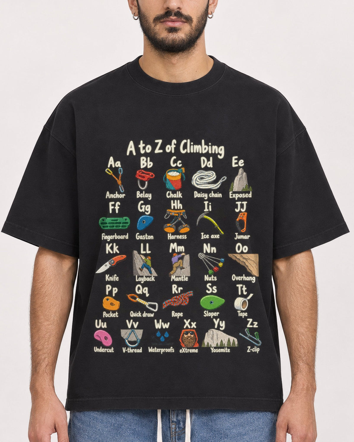 Mockup Boxy Heavyweight Tee Black male close-up 07