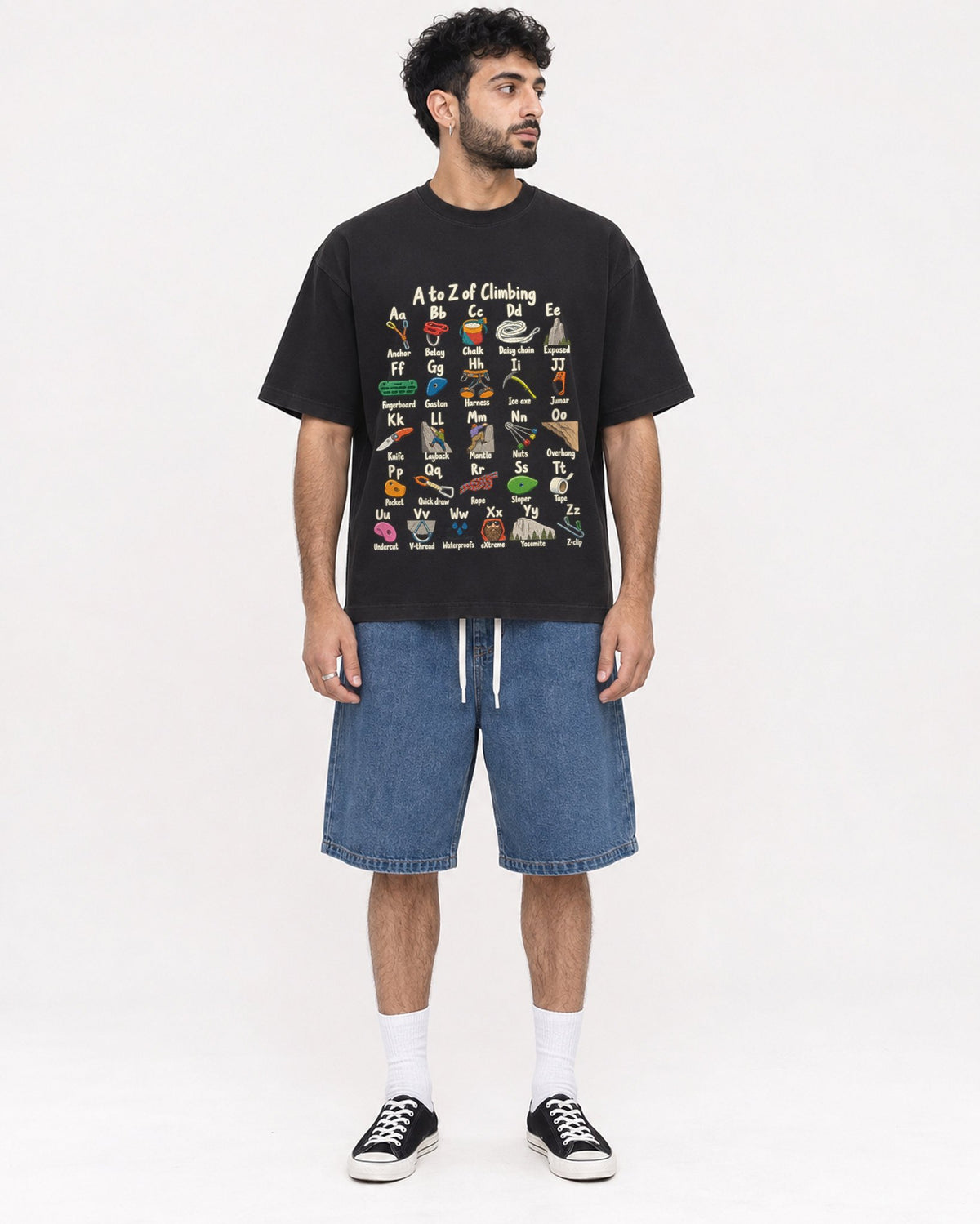Mockup Boxy Heavyweight Tee Black male full-body 07