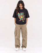 Mockup Boxy Heavyweight Tee Black female full-body 02