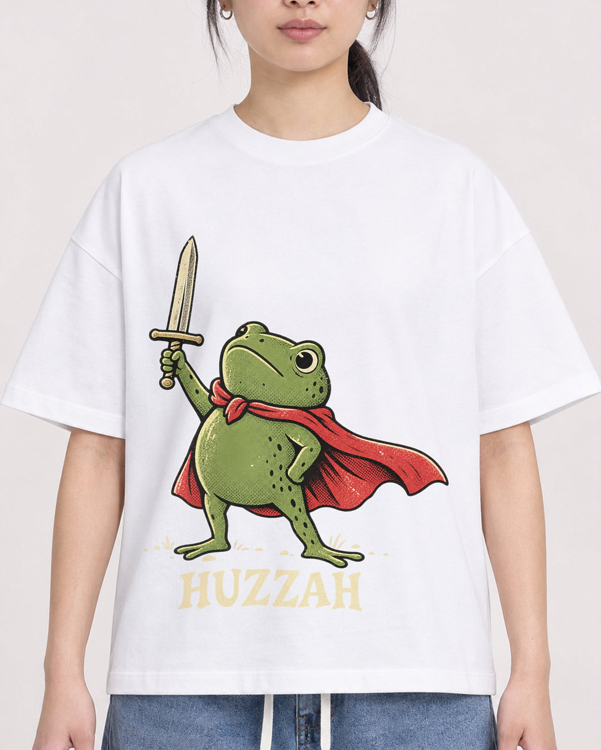 Mockup Boxy Heavyweight Tee White female close-up 21