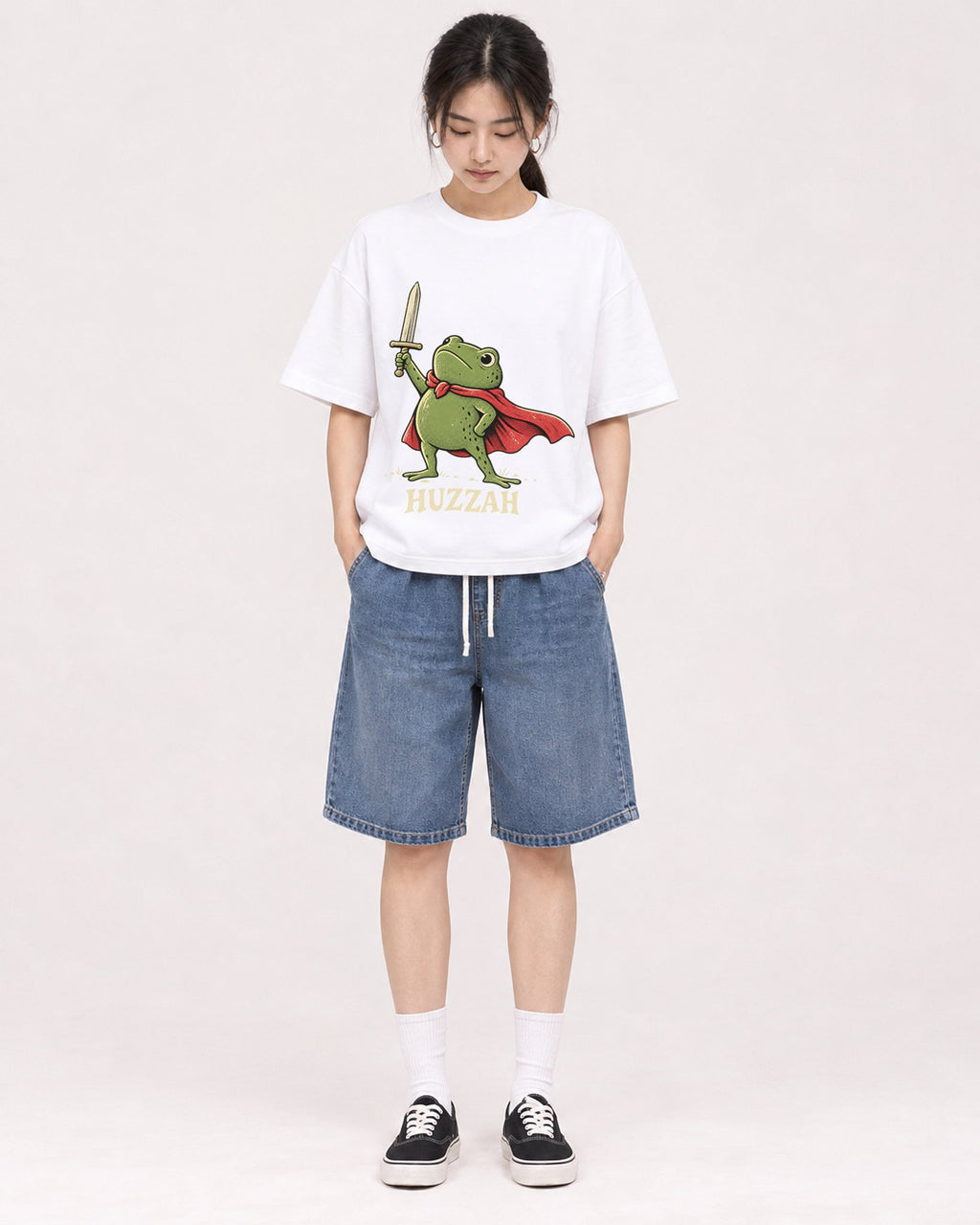 Mockup Boxy Heavyweight Tee White female full-body 21