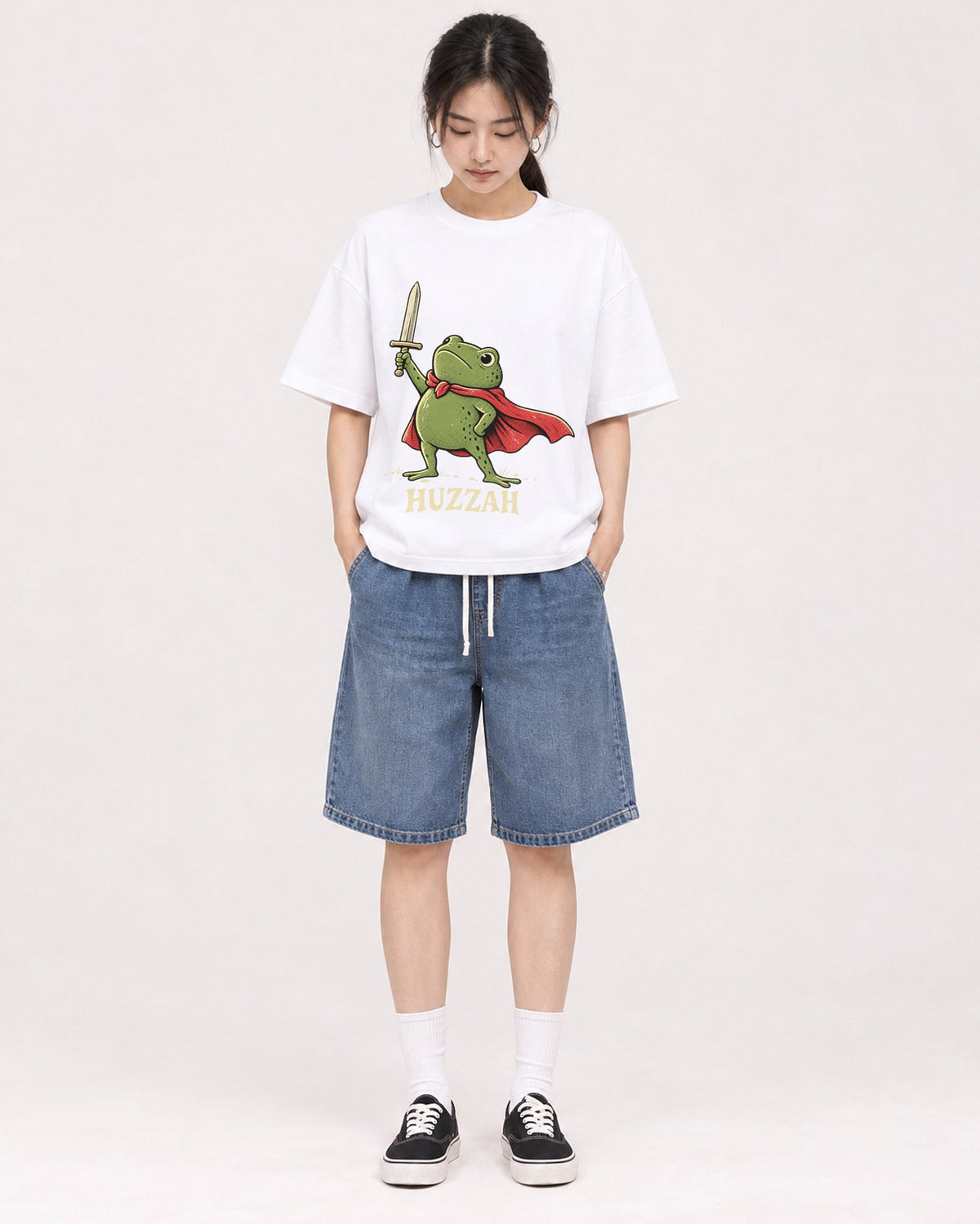 Mockup Boxy Heavyweight Tee White female full-body 21