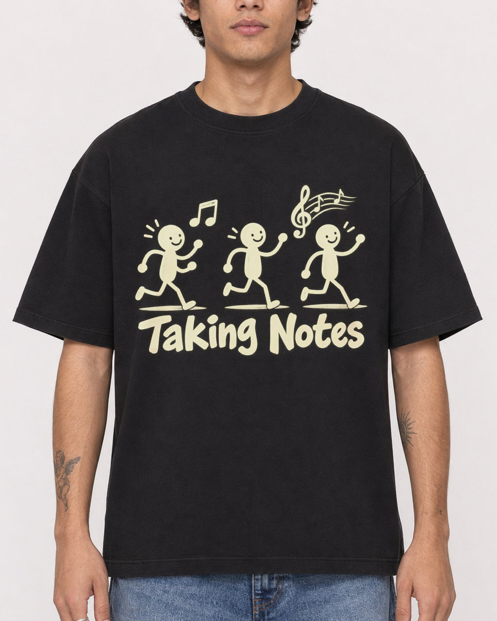 Mockup Boxy Heavyweight Tee Black male close-up 06