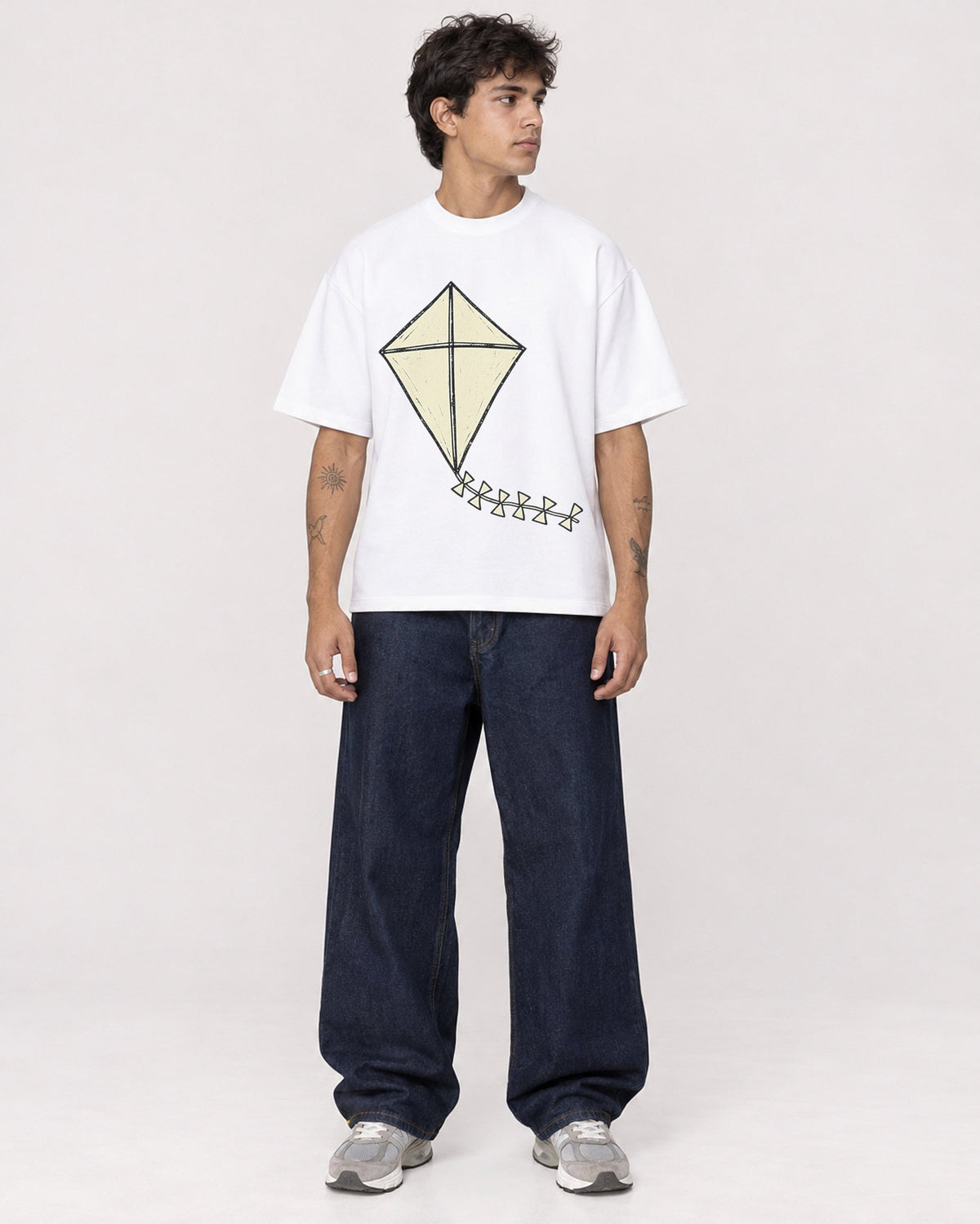 Mockup Boxy Heavyweight Tee White male full-body 06