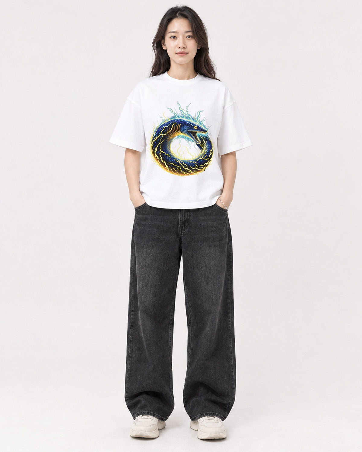 Mockup Boxy Heavyweight Tee White female full-body 03