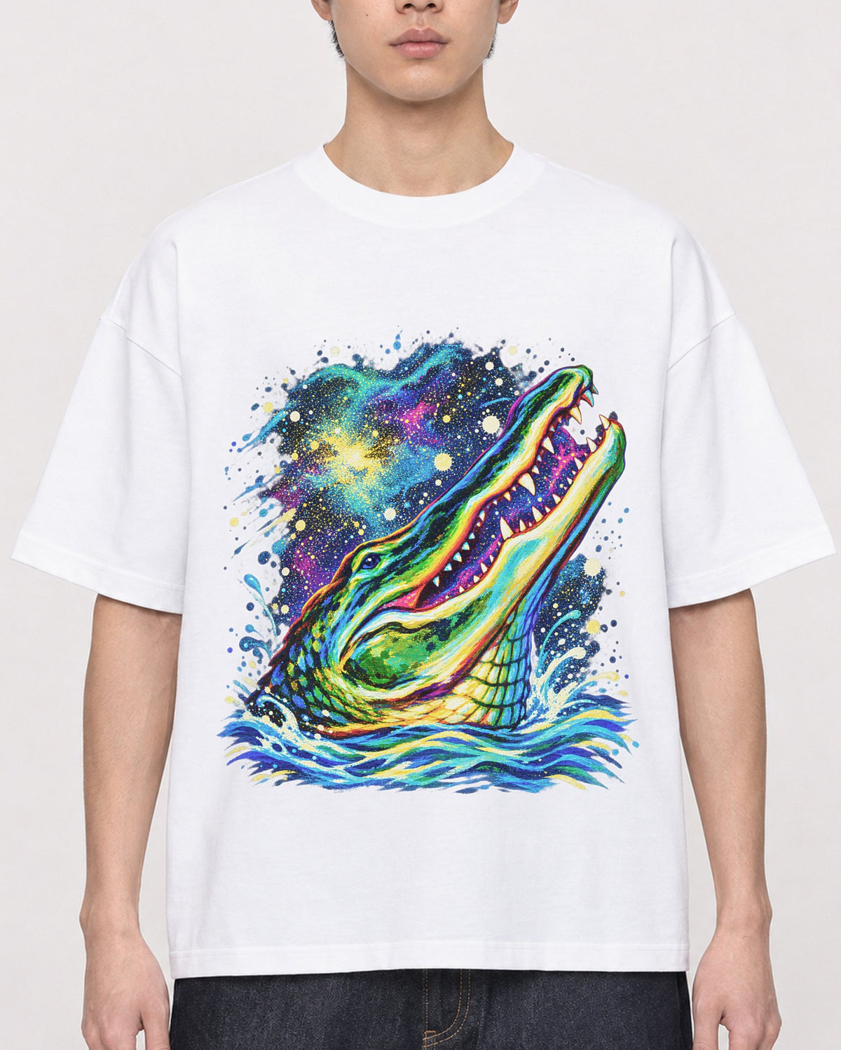 Mockup Boxy Heavyweight Tee White male close-up 01