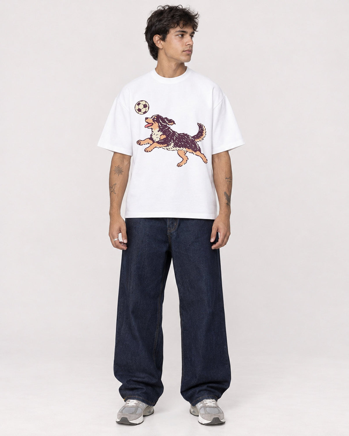 Mockup Boxy Heavyweight Tee White male full-body 06