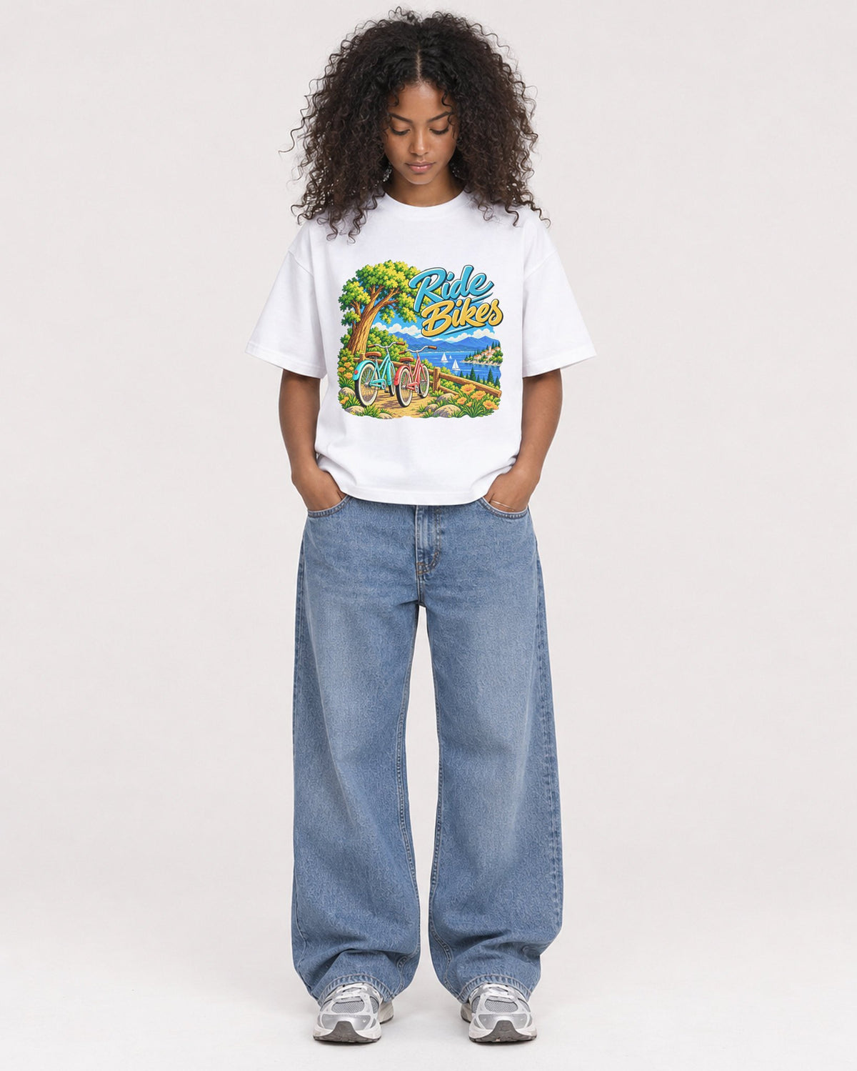 Mockup Boxy Heavyweight Tee White female full-body 05