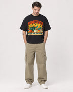 Mockup Boxy Heavyweight Tee Black male full-body 48