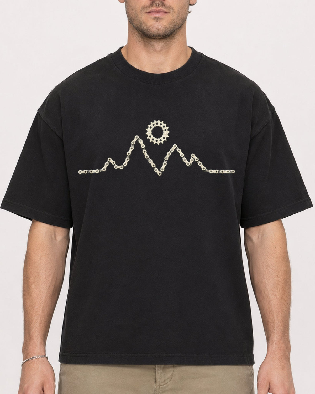 Mockup Boxy Heavyweight Tee Black male close-up 08