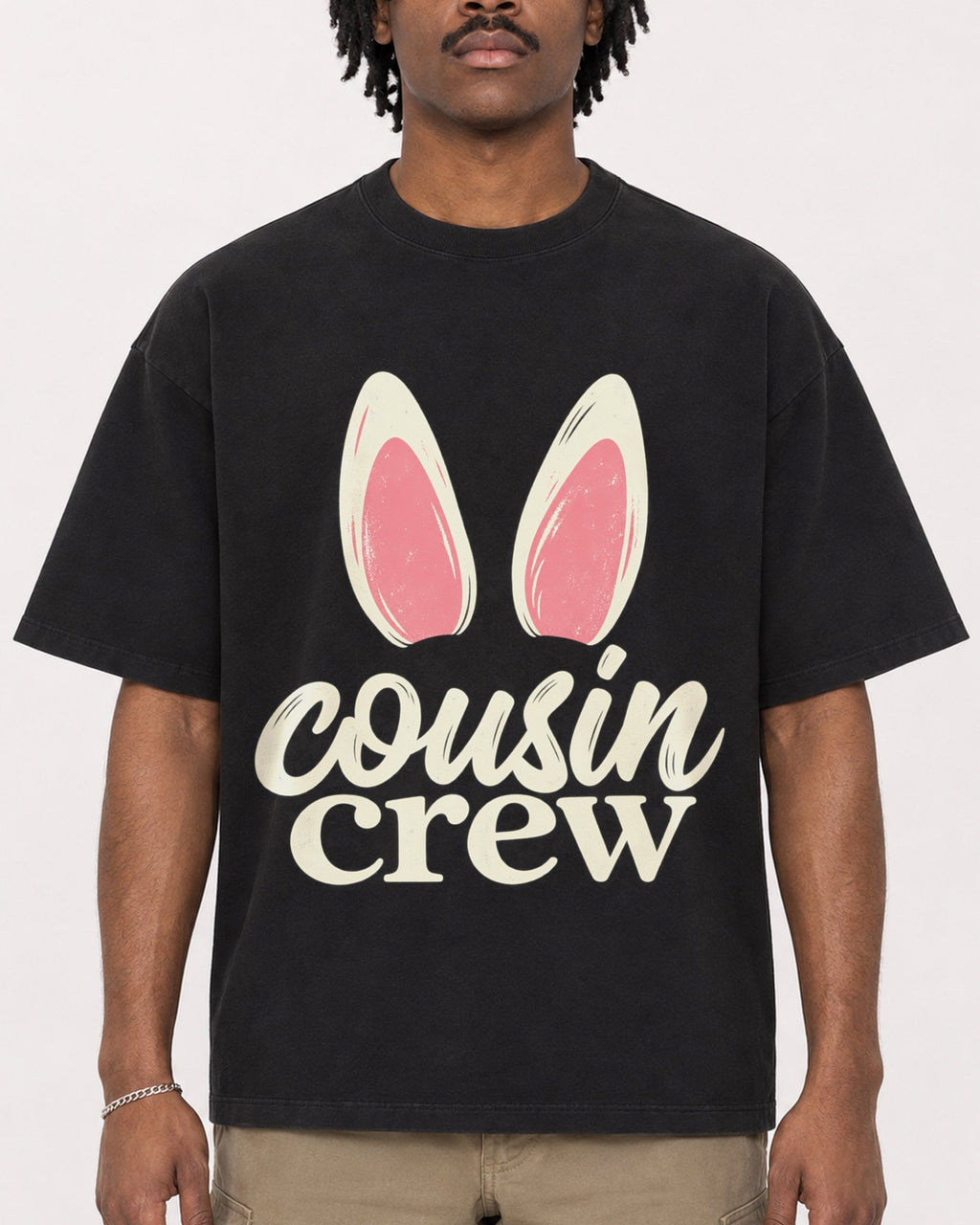 Mockup Boxy Heavyweight Tee Black male close-up 04