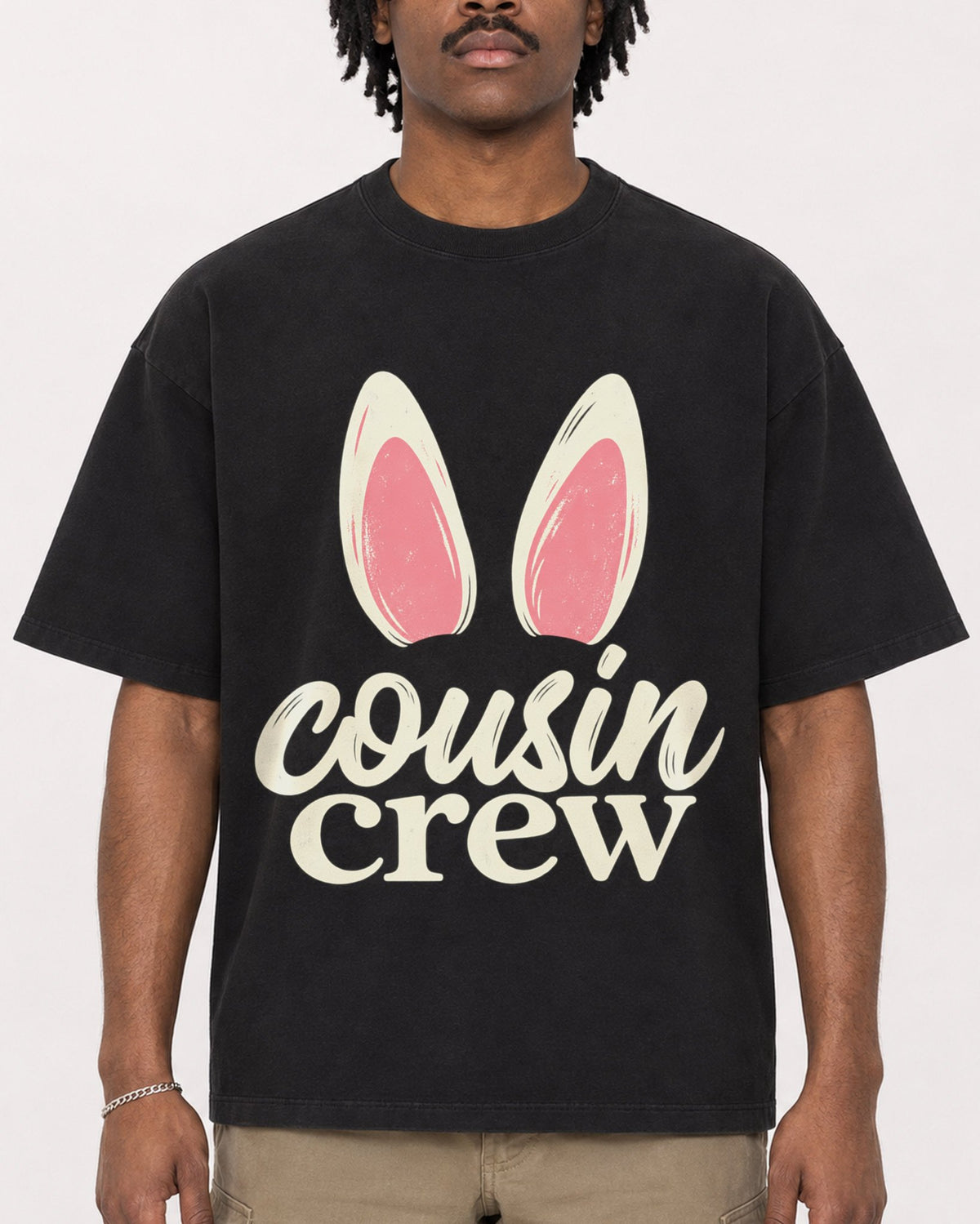 Mockup Boxy Heavyweight Tee Black male close-up 04