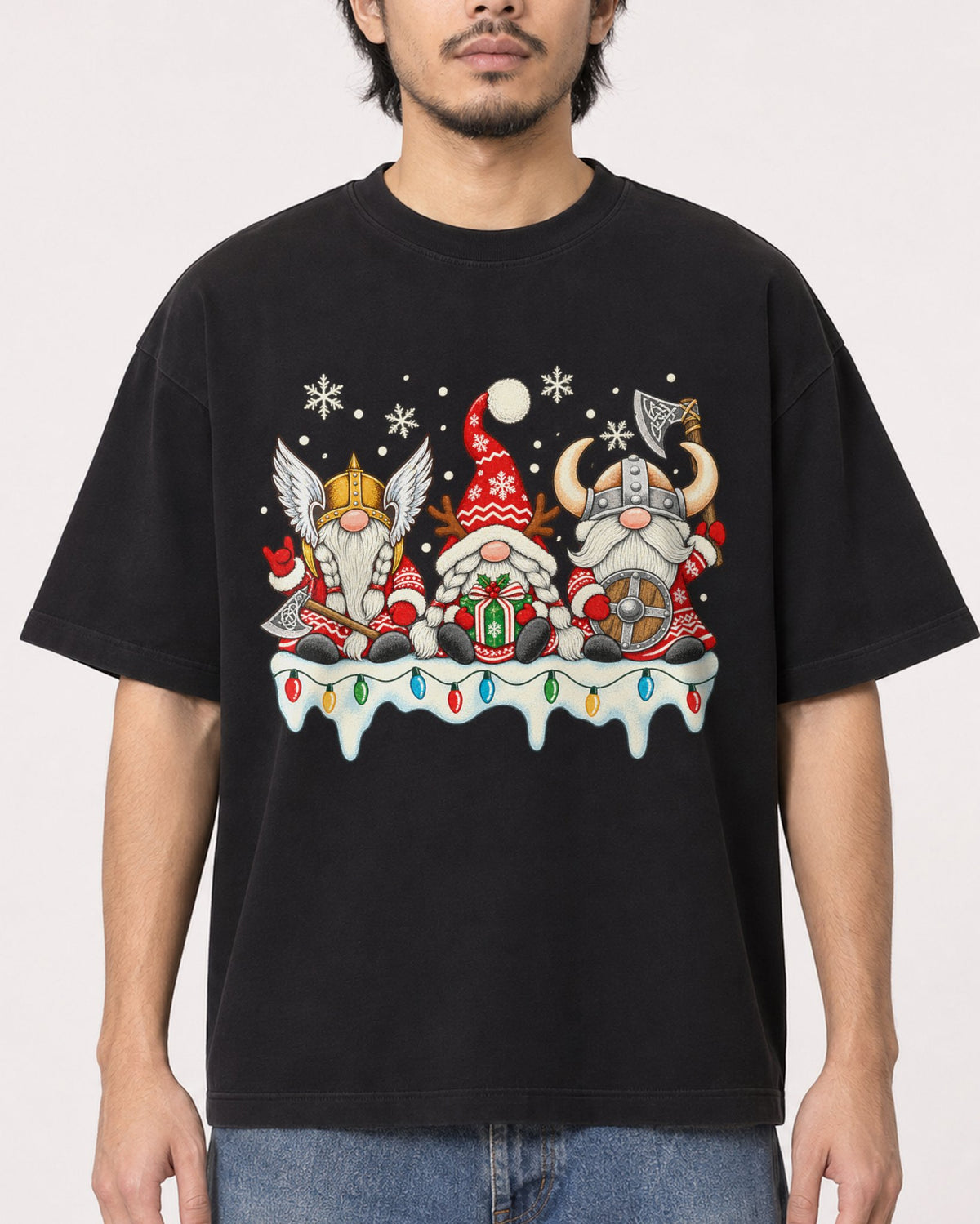 Mockup Boxy Heavyweight Tee Black male close-up 22