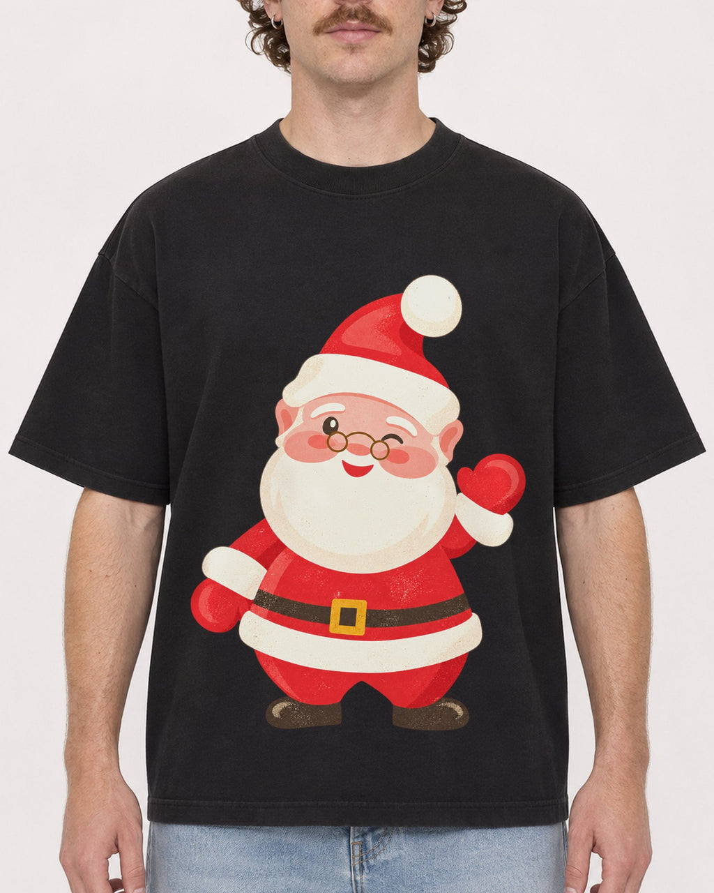 Mockup Boxy Heavyweight Tee Black male close-up 09