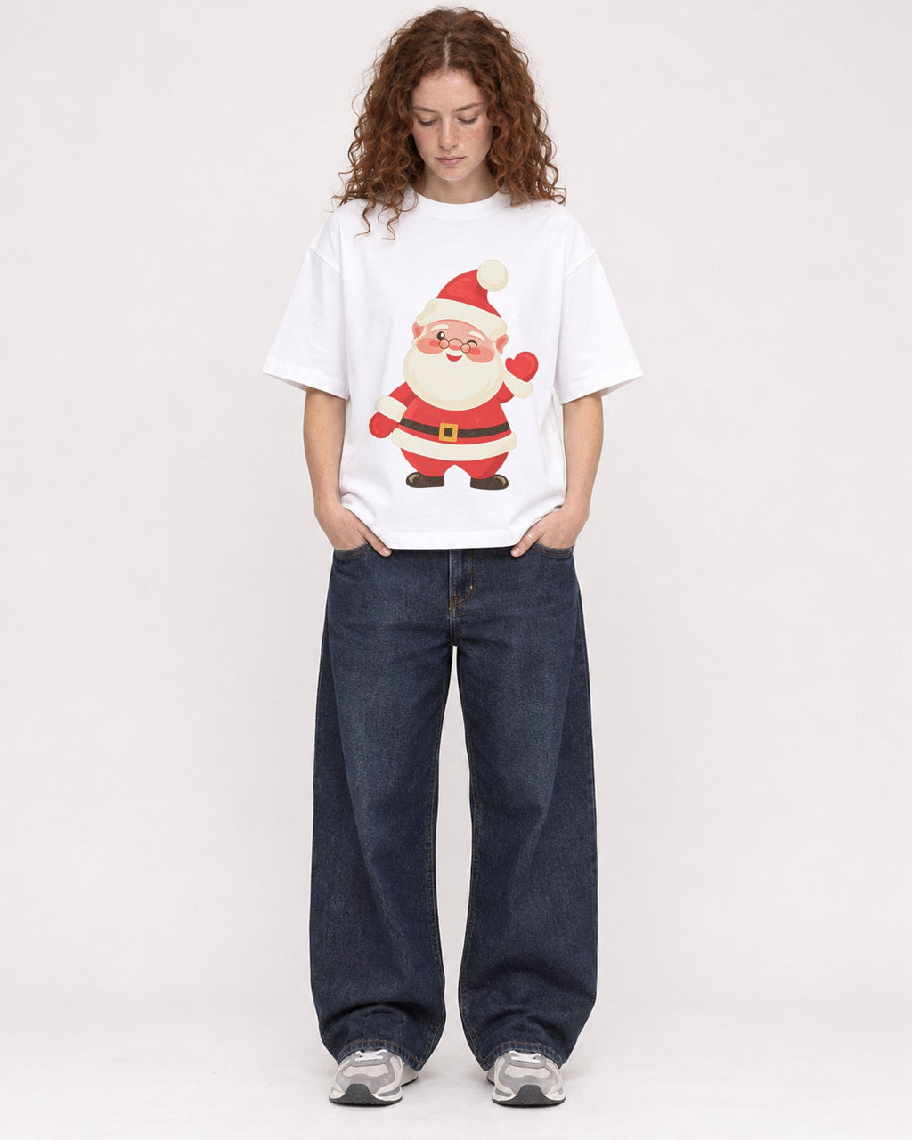 Mockup Boxy Heavyweight Tee White female full-body 09