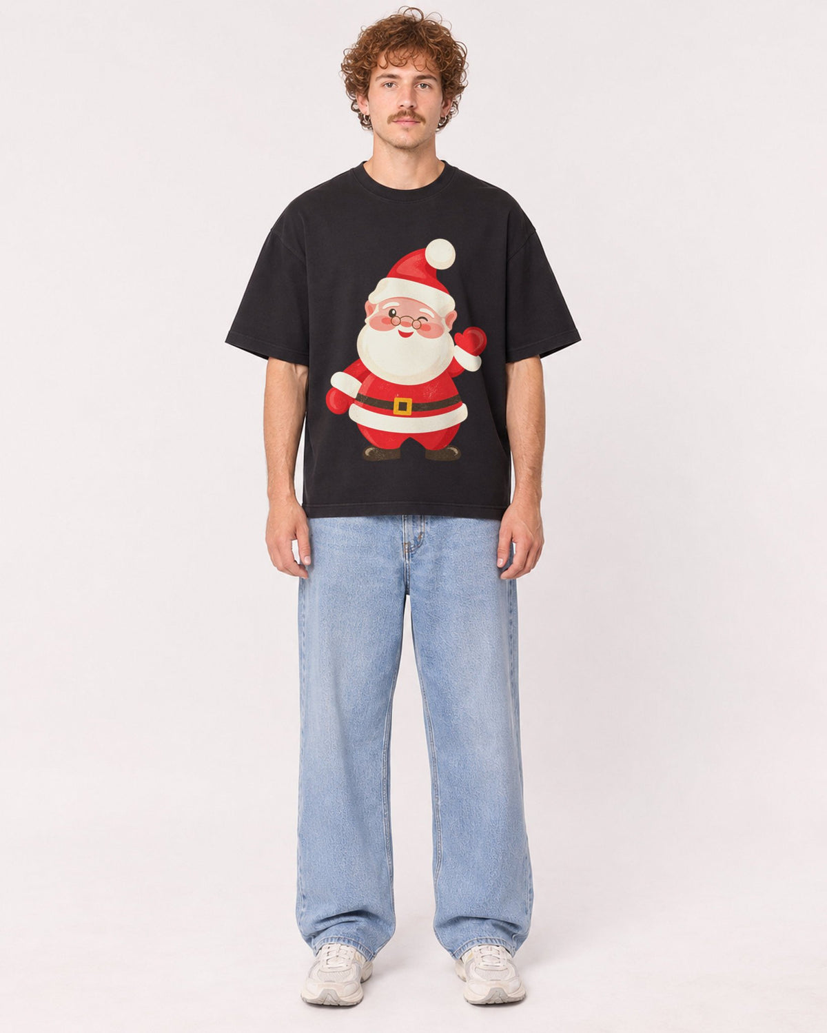 Mockup Boxy Heavyweight Tee Black male full-body 09