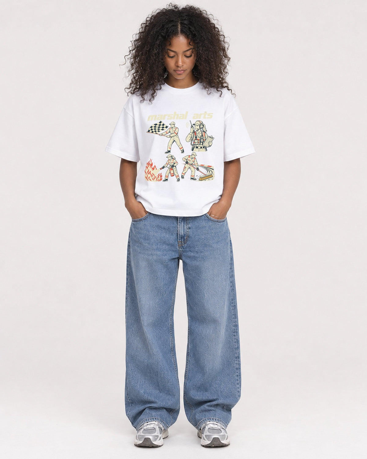 Mockup Boxy Heavyweight Tee White female full-body 05