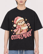 Mockup Boxy Heavyweight Tee Black male close-up 11