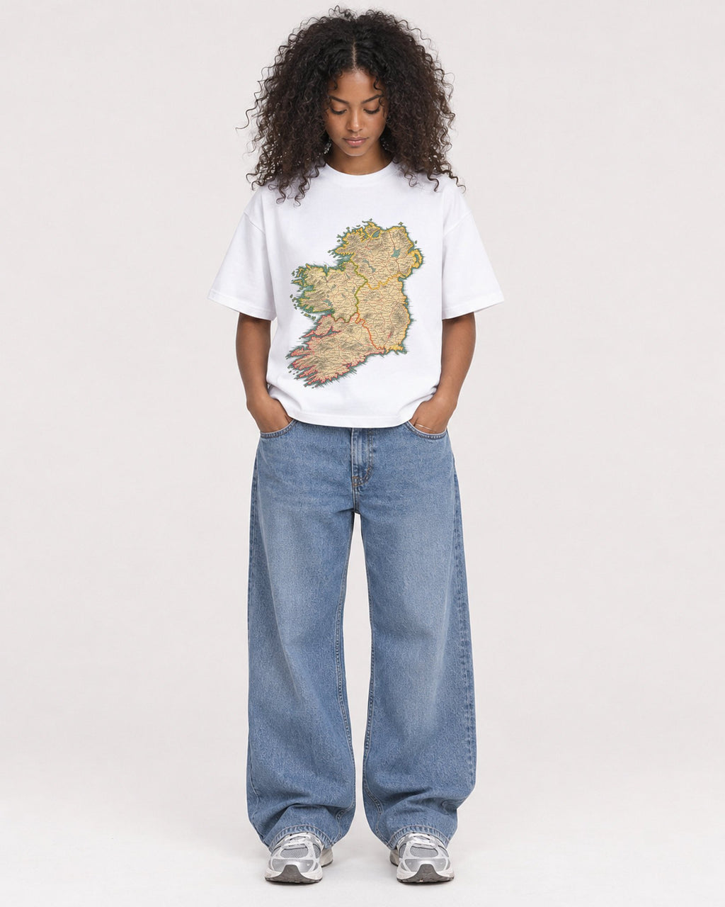 Mockup Boxy Heavyweight Tee White female full-body 05