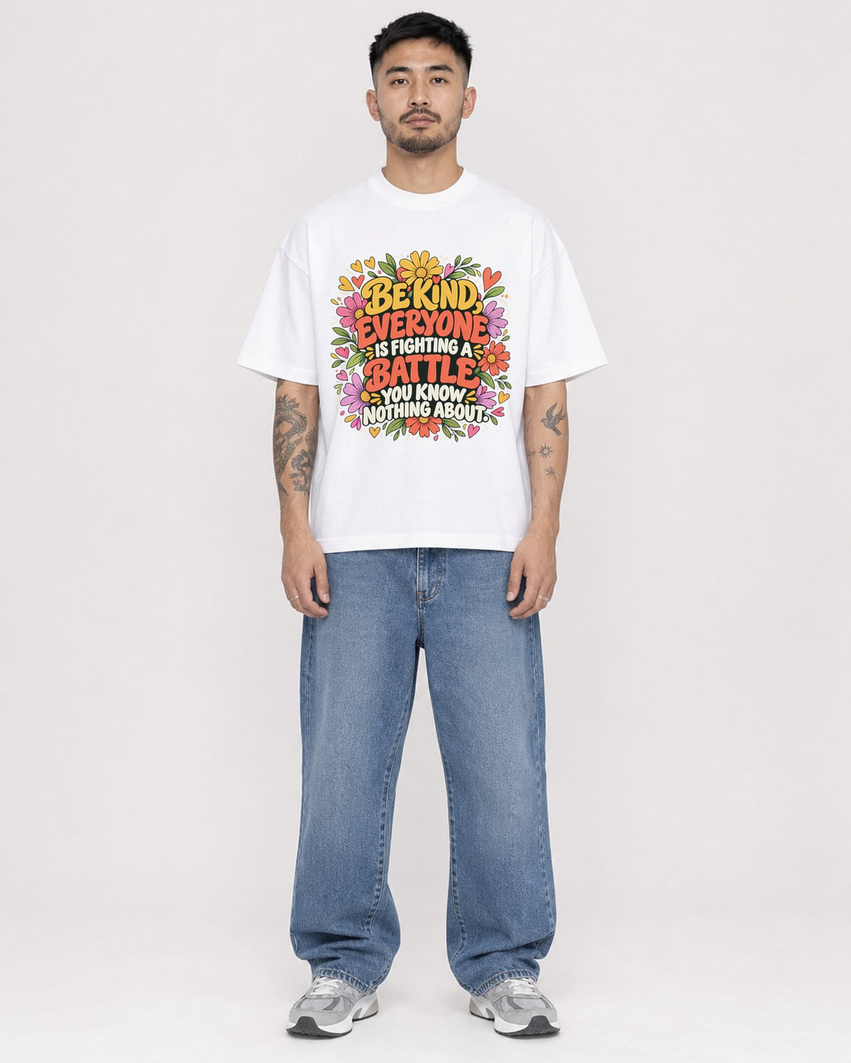 Mockup Boxy Heavyweight Tee White male full-body 12