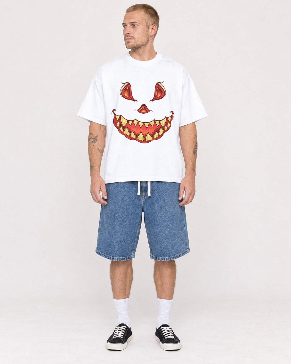 Mockup Boxy Heavyweight Tee White male full-body 18