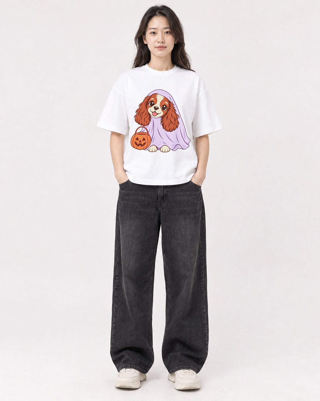 Mockup Boxy Heavyweight Tee White female full-body 03