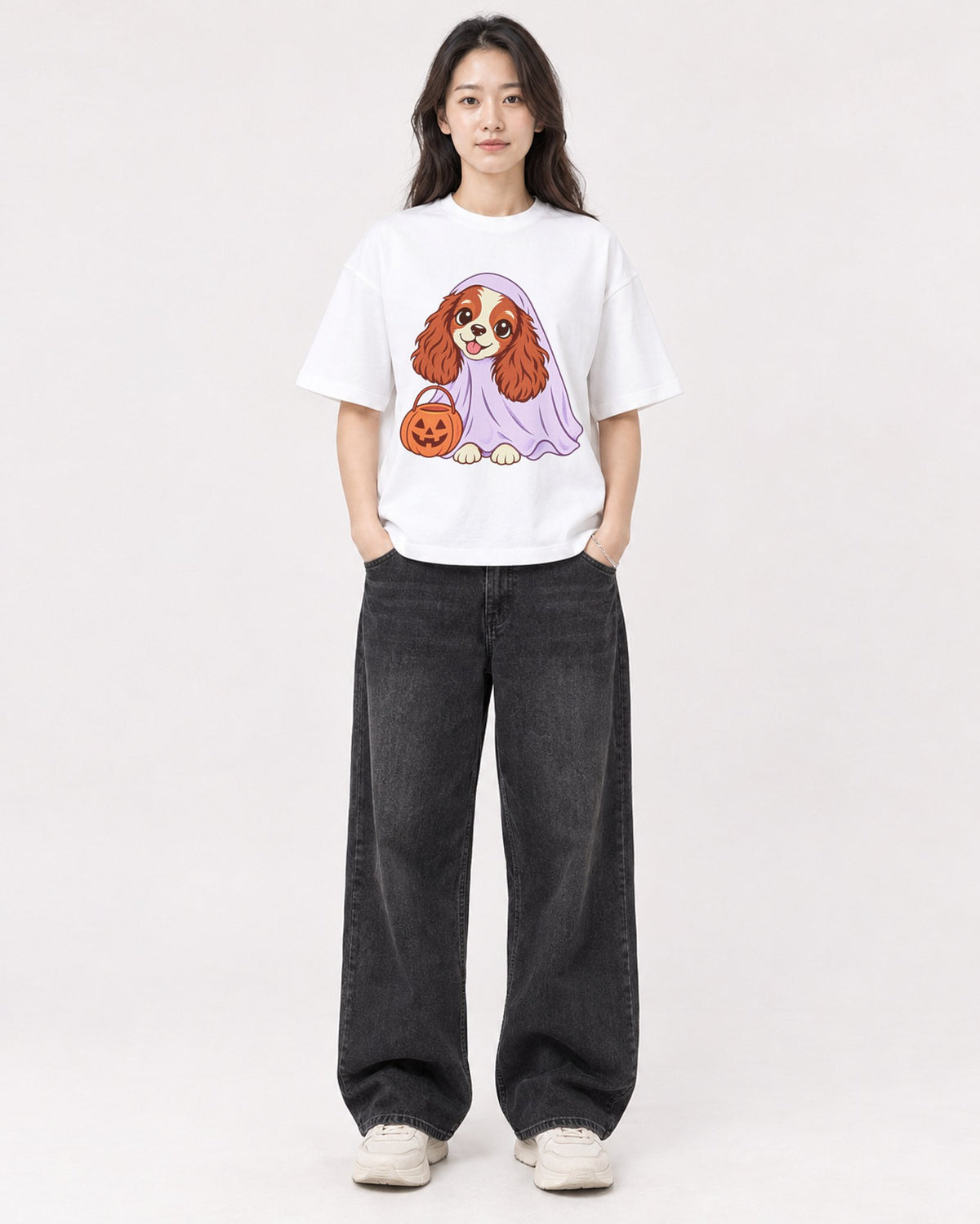 Mockup Boxy Heavyweight Tee White female full-body 03