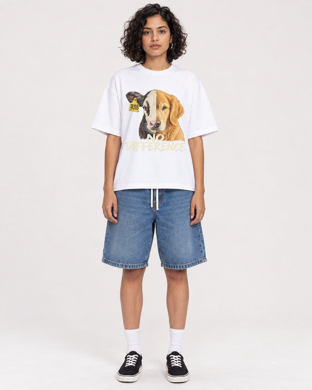 Mockup Boxy Heavyweight Tee White female full-body 26