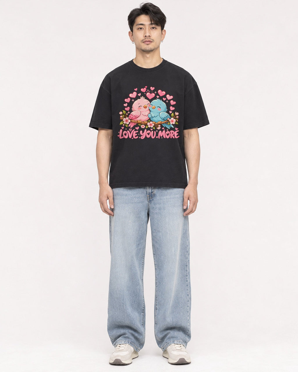 Mockup Boxy Heavyweight Tee Black male full-body 13