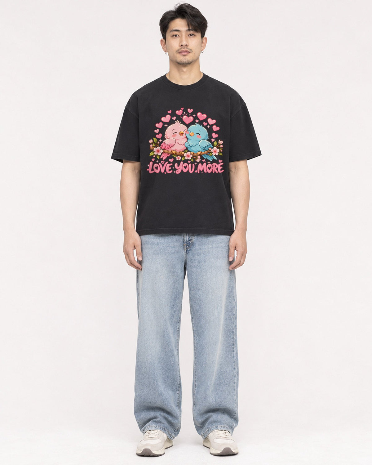 Mockup Boxy Heavyweight Tee Black male full-body 13