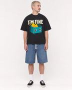 Mockup Boxy Heavyweight Tee Black male full-body 39