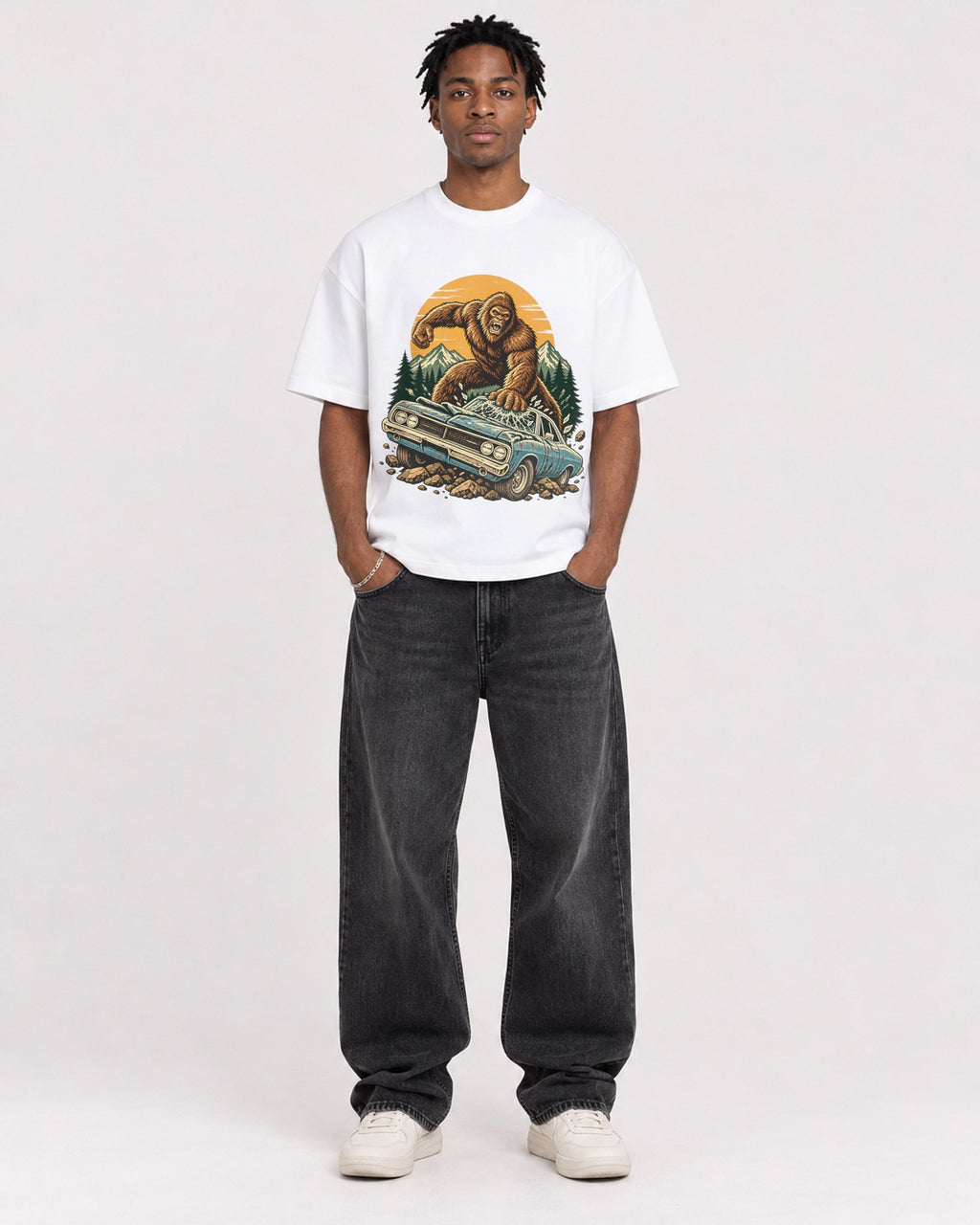 Mockup Boxy Heavyweight Tee White male full-body 05