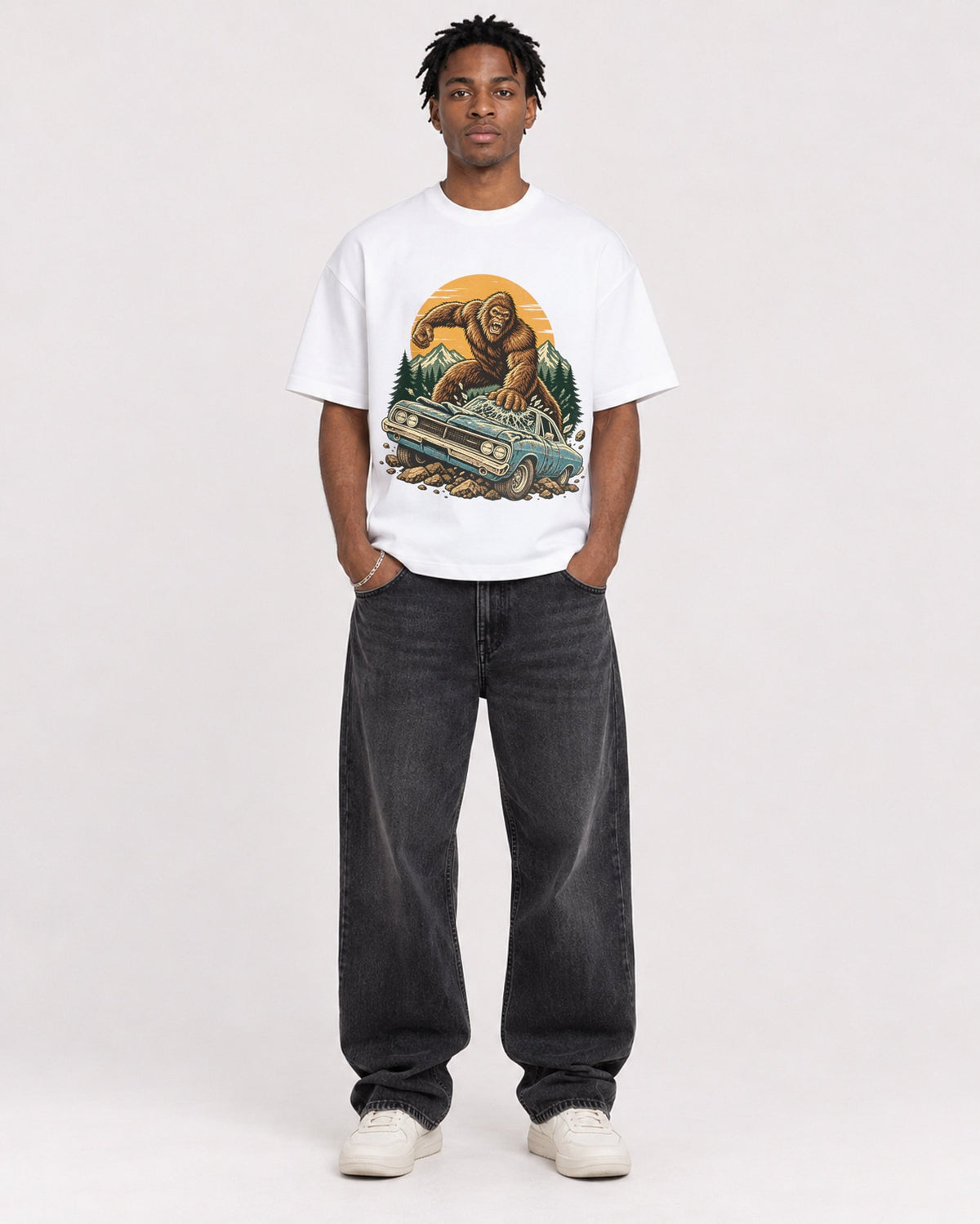 Mockup Boxy Heavyweight Tee White male full-body 05