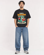 Mockup Boxy Heavyweight Tee Black male full-body 02