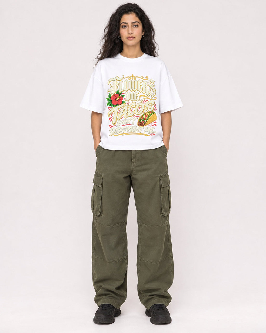 Mockup Boxy Heavyweight Tee White female full-body 07
