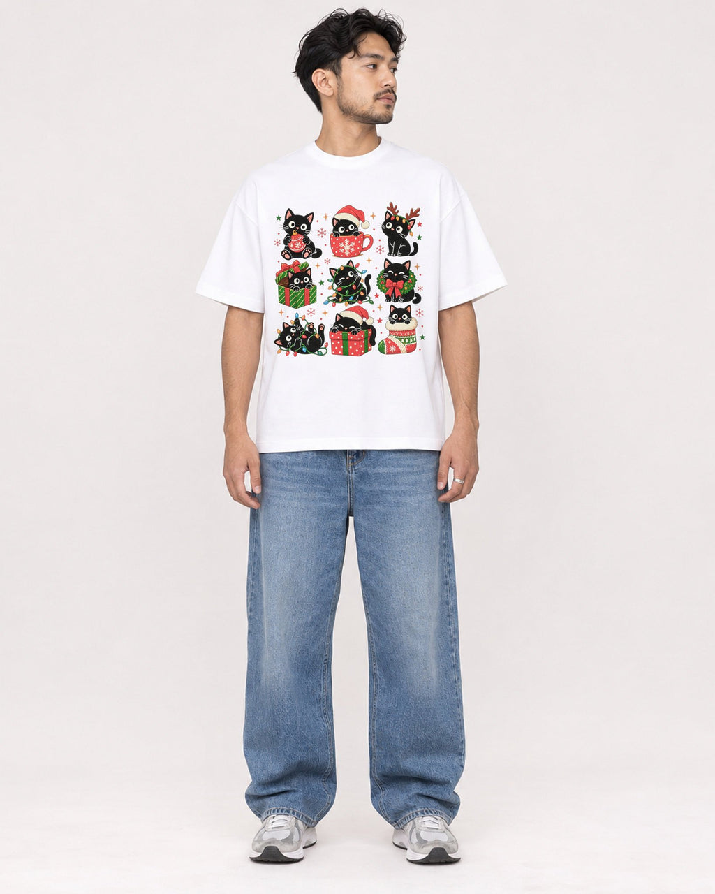 Mockup Boxy Heavyweight Tee White male full-body 02
