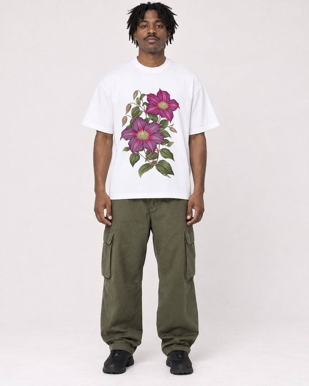 Mockup Boxy Heavyweight Tee White male full-body 04