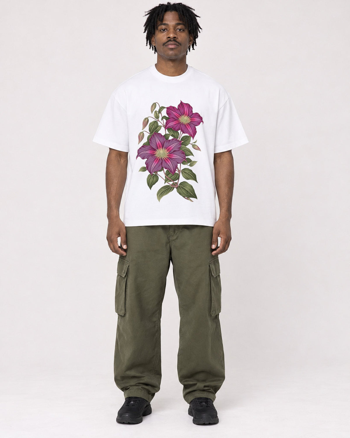 Mockup Boxy Heavyweight Tee White male full-body 04