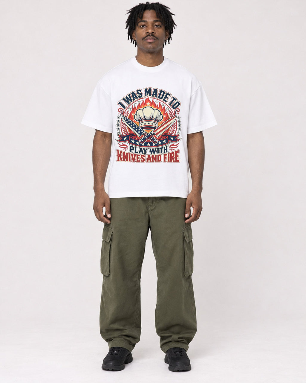 Mockup Boxy Heavyweight Tee White male full-body 04
