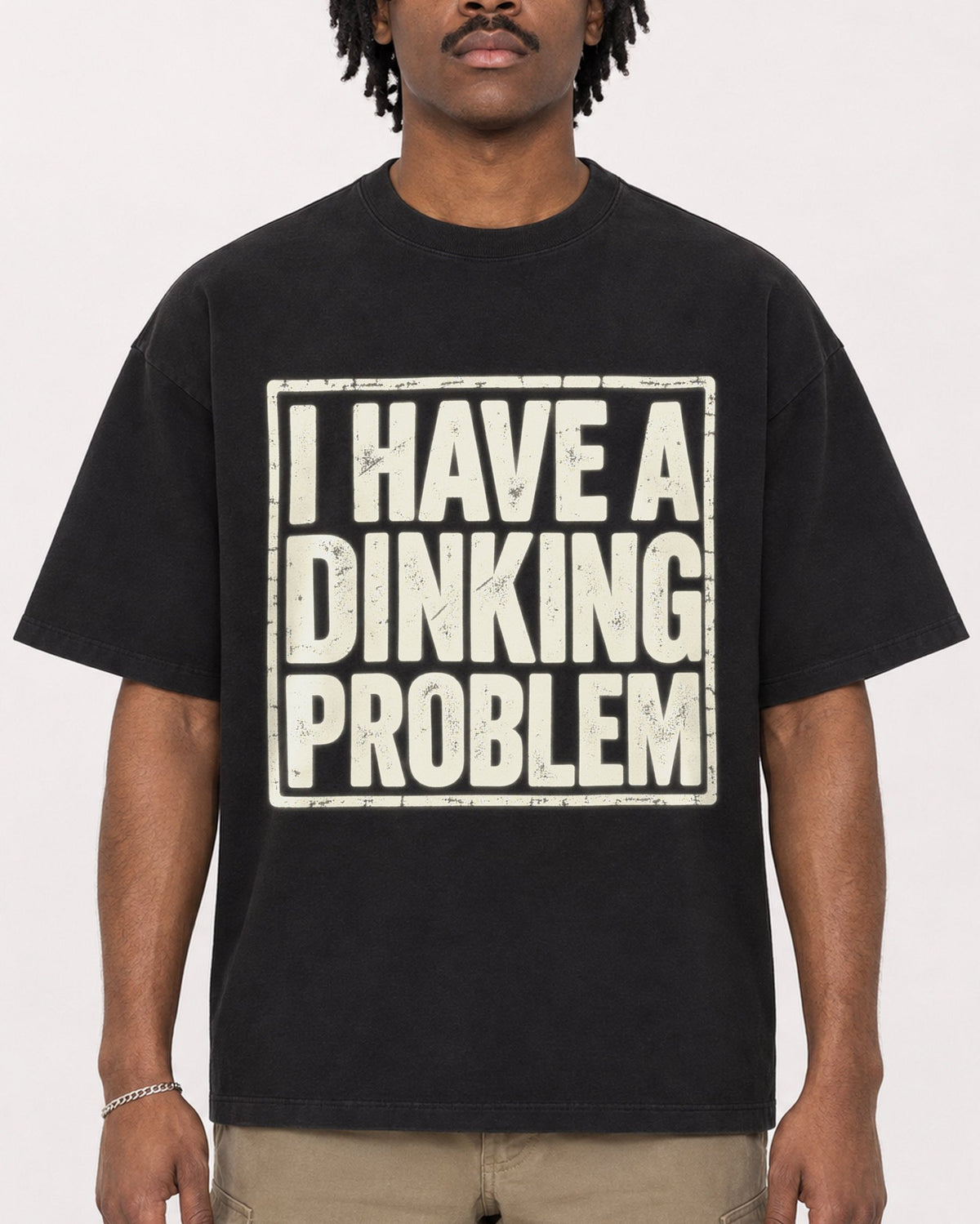 Mockup Boxy Heavyweight Tee Black male close-up 04