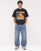 Mockup Boxy Heavyweight Tee Black male full-body 06