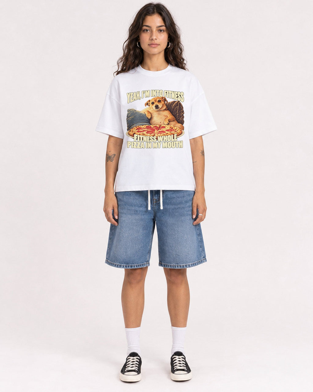 Mockup Boxy Heavyweight Tee White female full-body 06