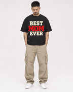 Mockup Boxy Heavyweight Tee Black male full-body 12