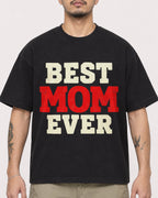 Mockup Boxy Heavyweight Tee Black male close-up 12