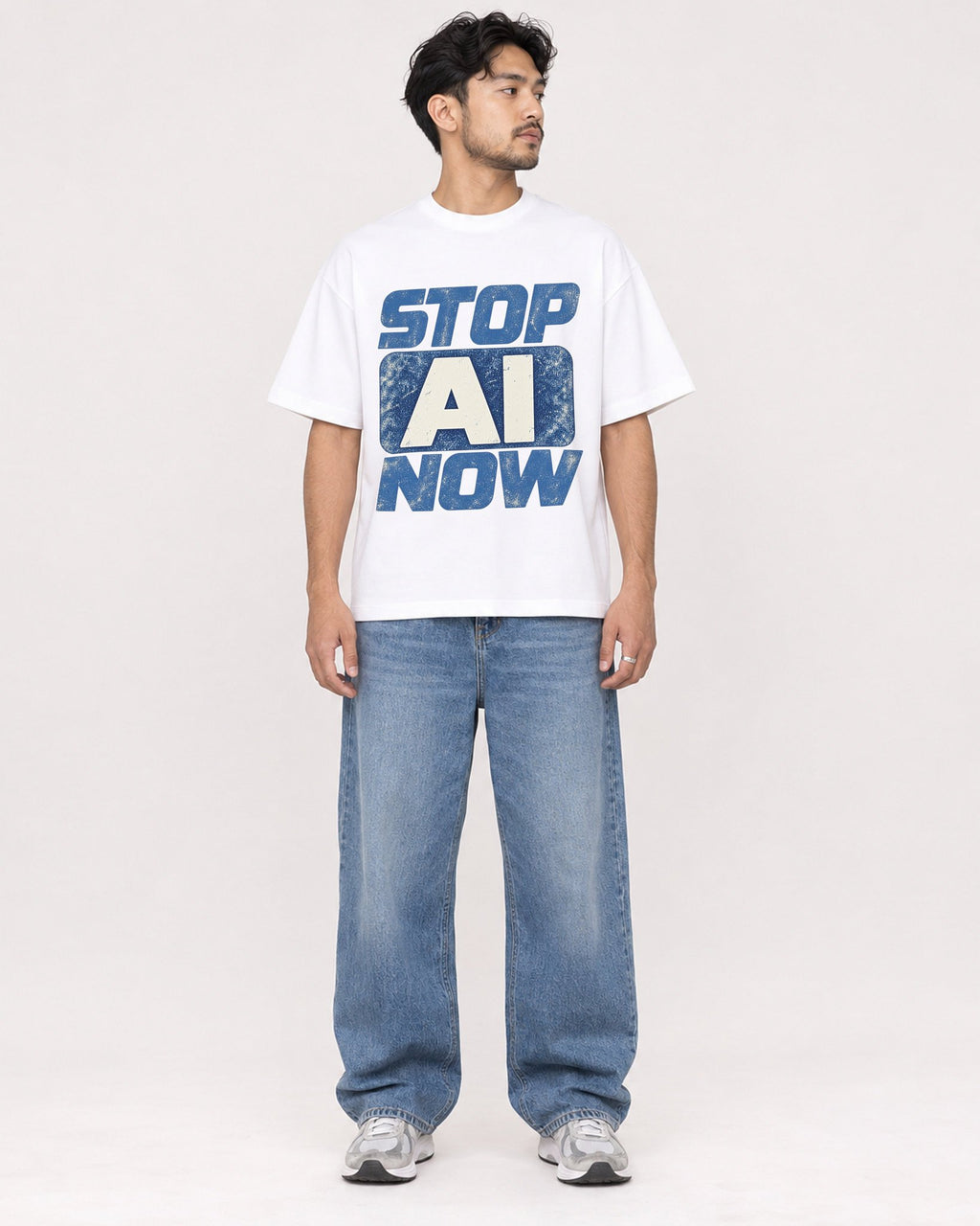 Mockup Boxy Heavyweight Tee White male full-body 02
